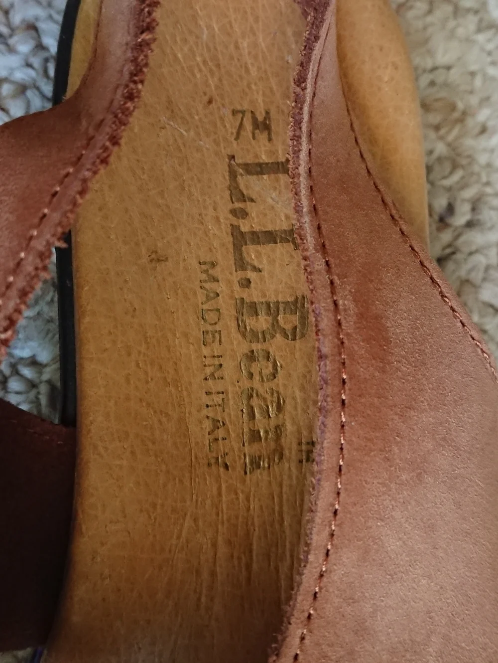 LL Bean Made in Italy Brown nubuck Leather Slingback Sandals size 6.5